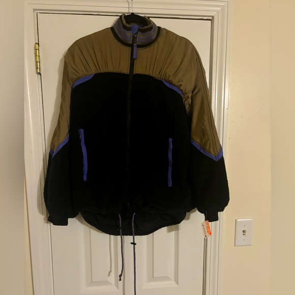 Free People Wild And Free Fleece Coat Black Combo - Picture 3 of 15